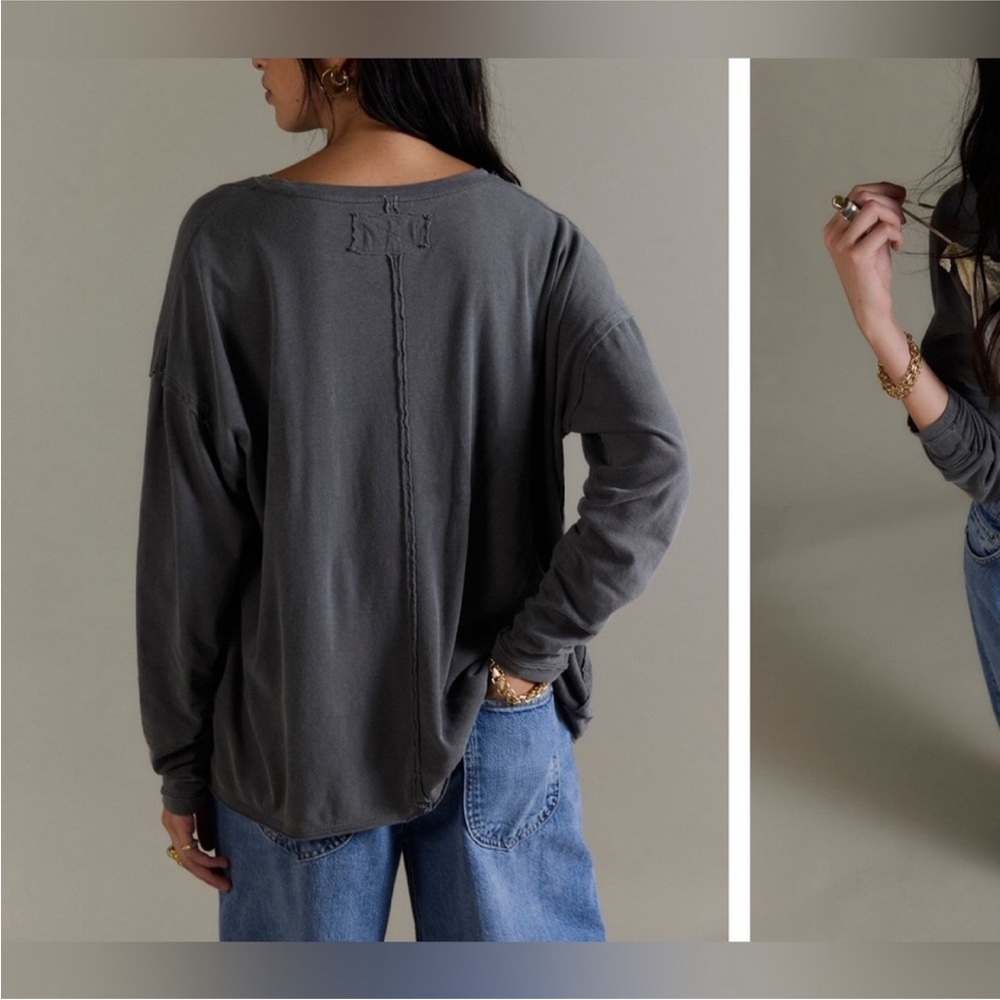 NWOT Free People We The Free Nina Long-Sleeve Tee - black - XS, Small - Picture 3 of 11